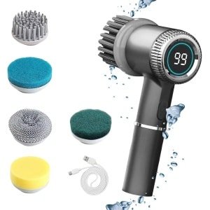 Draadloze Elektrische Reinigingsschrobber met 5 Vervangbare Hoofden voor Tegels, Badkamer en Keuken