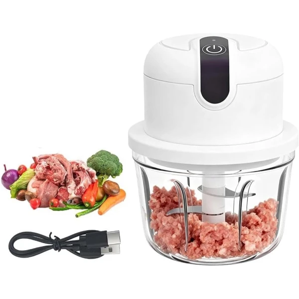 Draadloze Mini Uienhakker met USB Opladen - Elektrische Keuken Slicer voor Uien, Noten en Vlees