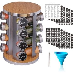 Draaibaar Kruidenrek Set met 16 Potten en Accessoires voor Keuken