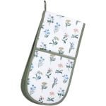 Dubbele Oven Handschoen - Keuken Accessoire - Veilig Koken - Bloemenprint Design - 84x19 cm - Wit