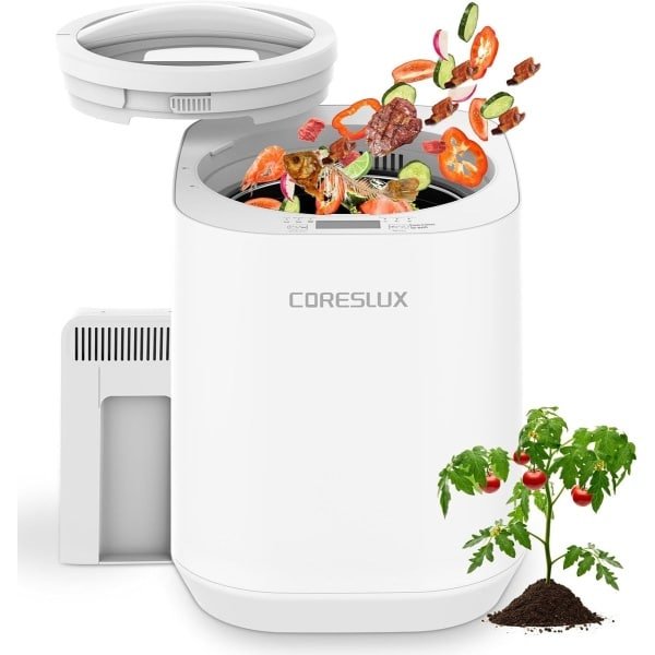 Elektrische Compostbak - Keuken Composter - Voedselafval Verwerken - Afvalreductie tot 90% - 32 x 26 x 33 cm - Wit