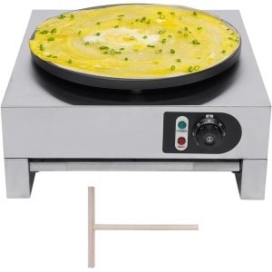 Elektrische Crêpepan - Pannenkoekenapparaat Plaat - Grote Keuken Projecten - Geïntegreerde Thermostaat - 40 cm Diameter - Zilver