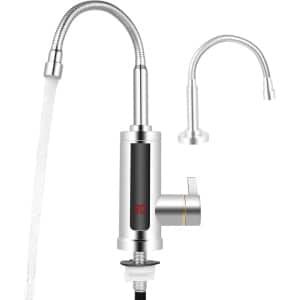 Elektrische Doorstroomboiler Kraan 3000W - Direct Warm Water Keuken of Tuin - Zilver