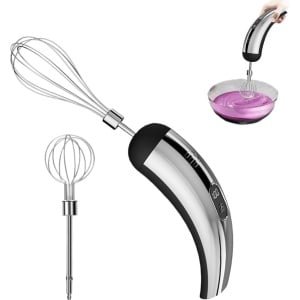 Elektrische Garde - Handmixer Keuken - Snel Mixen - Draadloos Ontwerp - 18 x 5.5 cm - Zilver Zwart