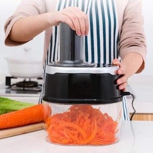 Elektrische Groentesnijder - Spiraalsnijder Keuken - Gezond Koken - 4 Roestvrijstalen Messen - 21.5 x 15 x 32.8 cm - Zwart