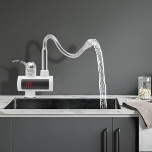 Elektrische Kraan Boiler - Direct Warm Water - Keuken Badkamer - 360 Graden Draaibaar - LCD Display - Wit