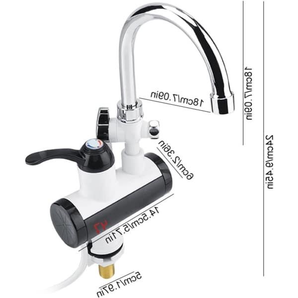 Elektrische Kraan - Direct Warm Water - Keuken Badkamer - 360 Graden Draaibaar - 20.5 cm Lengte - Zilver Grijs