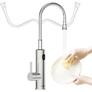 Elektrische Kraan - Doorstroomverwarmer Keuken - Direct Warm Water - Digitaal Display - 3.2 kW 220V - Zilver