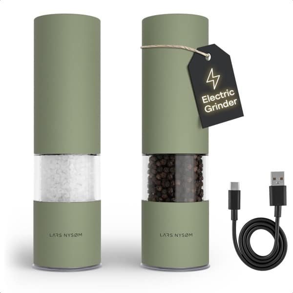 Elektrische Kruidenmolens - Automatische Molens - Keuken Gebruik - Instelbare Keramische Molen - 5.2 x 19 cm - Sage Green
