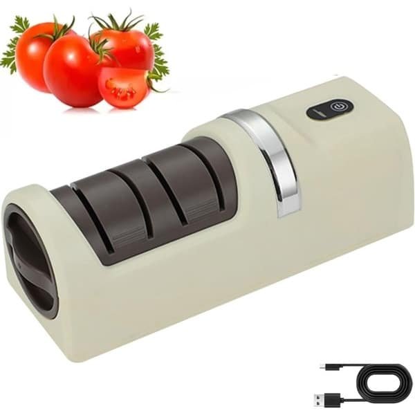 Elektrische Messenslijper - Oplaadbare - Messenslijper Elektrisch - Knife Sharpener - Doortrekslijper - Messen Slijper - Messenslijpers - Geschikt voor mesonderhoud - Voor Huishoudelijk Gebruik Keuken Wonen Camping Bakken - Wit