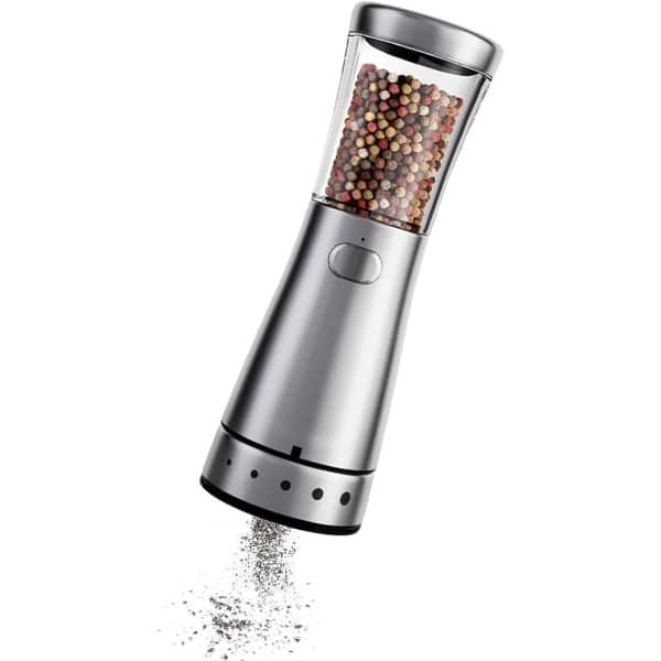 Elektrische Pepermolen - Oplaadbare Molen - Keuken Gemak - Verstelbare Maalgraad - 18.8 cm Hoog - Zilver Acryl