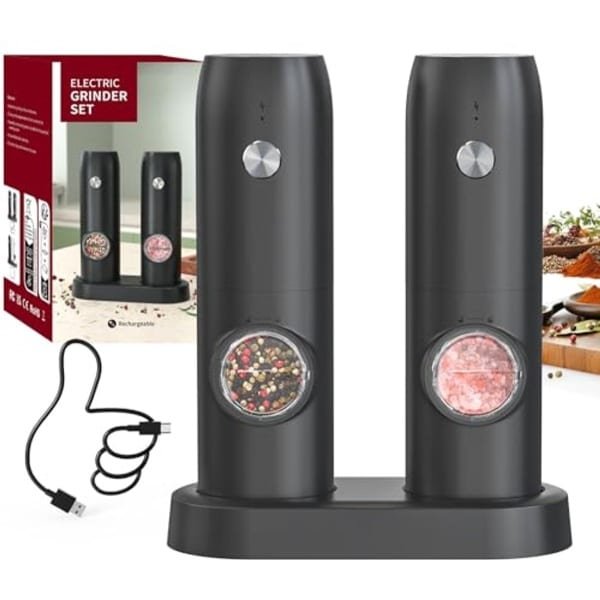 Elektrische Pepermolen Set - USB Oplaadbaar met Instelbare Grofheid en Keramische Molen voor Thuis en Keuken