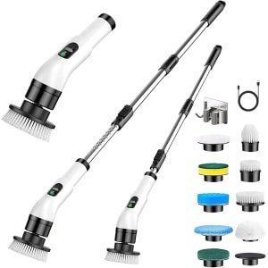 Elektrische Reinigingsborstel 9-in-1 Oplaadbaar - 8 Opzetstukken - Uitschuifbare Steel - IPX6 Waterdicht - Badkamer, Keuken & Auto
