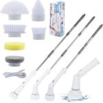 Elektrische Schoonmaakborstel met 6 Koppen en Verstelbare Steel - Ideaal voor Tegels, Badkamer en Keuken