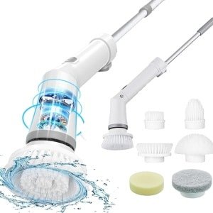 Elektrische Schrobber met Verstelbare Steel en 6 Borstels voor Badkamer en Keuken