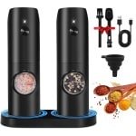 Elektrische Zout- en Pepermolen met LED Licht en Oplaadbare Basis voor Keuken