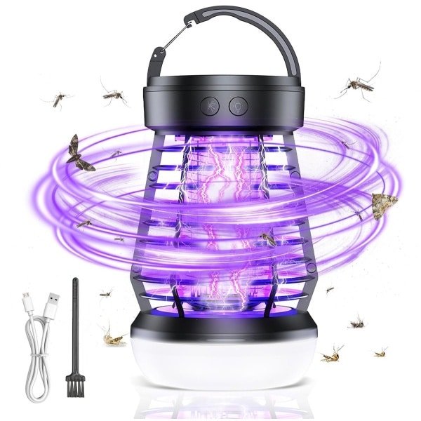 Elektrische insectenverdelger, 2-in-1 vliegenval, elektrisch en ledlicht, insectenlamp, USB draagbaar, voor binnen en buiten, muggenlamp, elektrische vliegenvanger voor keuken, camping