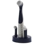 Elektrische reinigingsborstel met 4 verwisselbare koppen - Badkamer en keuken schoonmaakborstel met antislip handvat, marineblauw