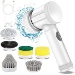 Elektrische roterende schrobborstel - Doucheschrobber - Elektrische badkamerschrobber - voor het reinigen van badkuip, vloer, tegels, ramen, gootsteen en keuken, met 5 elektrische reinigingsborstels
