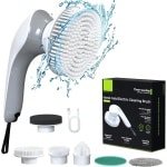 Elektrische spinschrobber voor badkamer en keuken met 2 snelheden en 6 opzetborstels