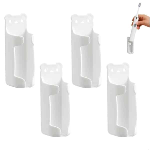 Elektrische tandenborstel houder, 4 stuks, Wand tandenborstel houder, Zelfklevende borstel hoofdhouder, Bear beugel, Tandborstel organisator, Elektrische tandenborstel houder voor badkamer, Keuken