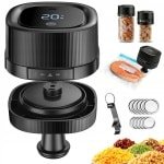 Elektrische vacuümsealer voor Mason Jars - Vacuümeerder - Geschikte potdiameter: 7 cm (standaard) en 8,5 cm (breed) - Eenknopsbediening & Dubbele Diameter - Draadloos & LED-display - Luchtdicht & Vershouding - Voor Keuken & Voorraad
