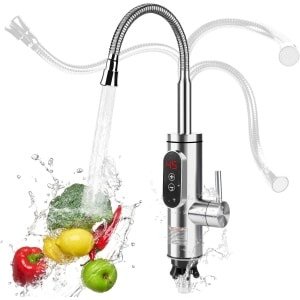 Elektrische warmwaterkraan met doorstroomboiler en temperatuurweergave voor keuken en badkamer