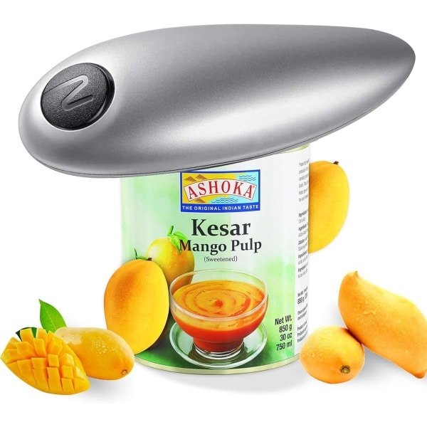 Elektronische Blikopener - Automatische Blikopener Met Eén Drukknop - Verbeterd Mes Opent Elke Blik - Veilig Blikopener Zonder Scherpe Randen - Keuken Accessoire