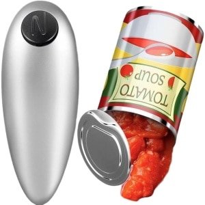 Elektronische Blikopener - Automatische Blikopener Met Eén Drukknop - Verbeterd Mes Opent Elke Blik - Veilig Blikopener Zonder Scherpe Randen - Keuken Accessoire