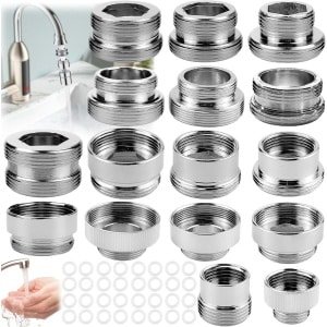 Faucet Adapter Set met 16 Stuks, Interne/Externe Draad, Keuken Aerator en Waterfilter Accessoires met 32 Spacers voor Optimale Waterkwaliteit