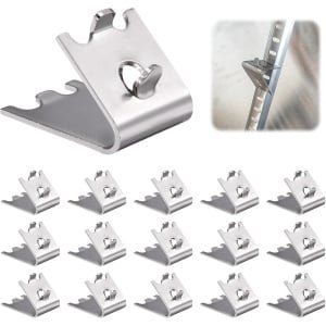 Fridge Shelf Clamp - 16 Pieces Freezer Shelf Clamp - Stainless Steel Coolbox Shelf Holder Clip for Square Slot Pilasters - Keuken Accessoires