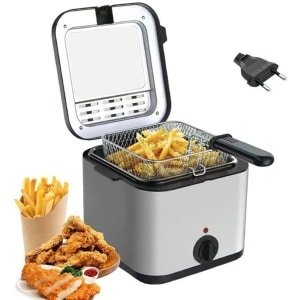 Frituurpan - Elektrische Frituurpan - Frituurmachine - Verstelbare Thermostaat - Keuken Koken - Gebakken Kipgrill - 2,5L - 220V - 120W - Grijs