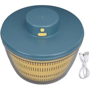 Fruit- en Groentewasmachine - 4L Elektrische Slacentrifuge met Kom en Vergiet - Oplaadbare Multi-Use Slaspinner - Groentedroger Fruitreiniger Apparaat voor Keuken (Blauw)