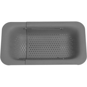 Fruitmand - Uitschuifbaar - Afdruiprek - Schaalbaar - Gootsteenrek - Vergiet - Voor Groenten, Fruit, Bestek - Plastic - Ruimtebesparend - Keuken Accessoire - Lichtgrijs - 36x20x5cm