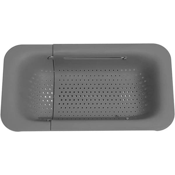 Fruitmand - Uitschuifbaar - Afdruiprek - Schaalbaar - Gootsteenrek - Vergiet - Voor Groenten, Fruit, Bestek - Plastic - Ruimtebesparend - Keuken Accessoire - Lichtgrijs - 36x20x5cm