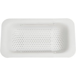 Fruitmand - Uitschuifbaar - Afdruiprek - Schaalbaar - Gootsteenrek - Vergiet - Voor Groenten, Fruit, Bestek - Plastic - Ruimtebesparend - Keuken Accessoire - Wit - 36x20x5cm