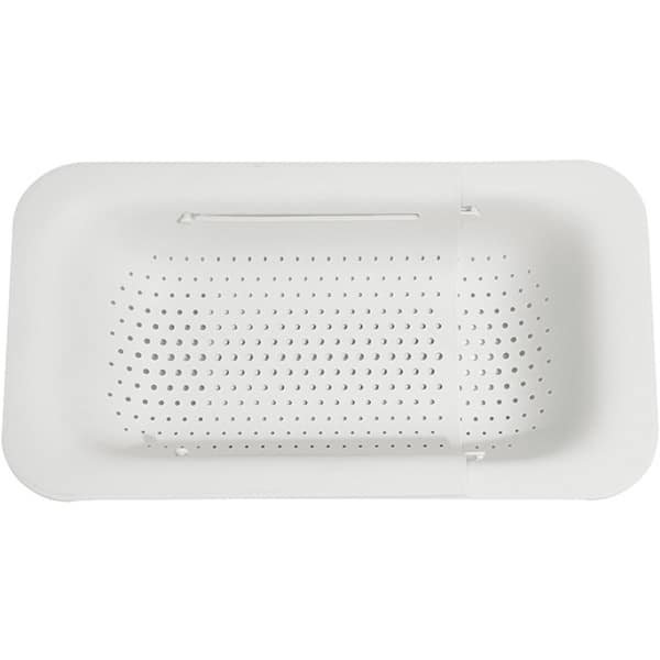 Fruitmand - Uitschuifbaar - Afdruiprek - Schaalbaar - Gootsteenrek - Vergiet - Voor Groenten, Fruit, Bestek - Plastic - Ruimtebesparend - Keuken Accessoire - Wit - 36x20x5cm