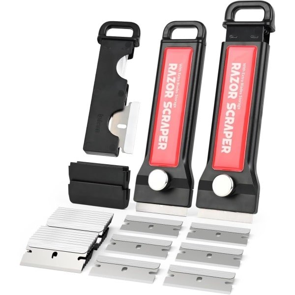 Glas Schraper Set - 2 Schrapers met 20 Vervangbladen - Keuken Accessoires voor Inductiekookplaat en Oven