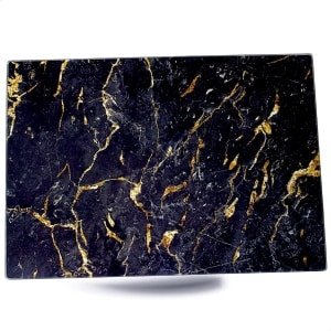 Glazen snijplank - Keuken accessoire - Veelzijdig gebruik - Hittebestendig veiligheidsglas - 35 x 25 cm - Marmer donker