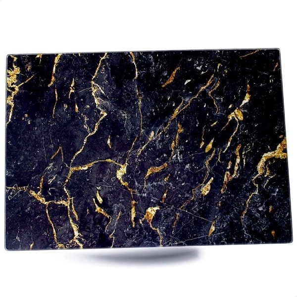 Glazen snijplank - Keuken accessoire - Veelzijdig gebruik - Hittebestendig veiligheidsglas - 35 x 25 cm - Marmer donker