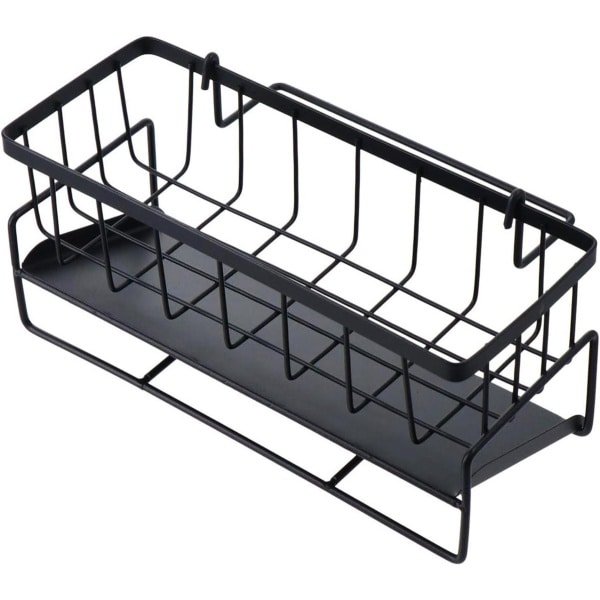 Gootsteenrek Organizer - Keuken Accessoire - Aanrecht Opbergen - Roestbestendig Metaal - 9 x 3.5 x 3.9 Inch - Zwart Grijs