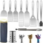 Grill accessoires kit 10 stukken met keuken utensil houder - BBQ barbecue tools set - roestvrijstalen handgreep - hittebestendig en geen smelten of loskomen