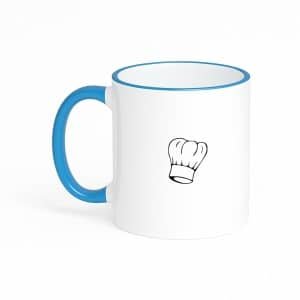Hacebo® - Koken koffiebeker met gekleurde rand blauw - Kok - Beste kok - thee mok - koffie beker - Chef - Keuken - Bakken - Cadeau - Accessoires - koffiemok - 330 ML