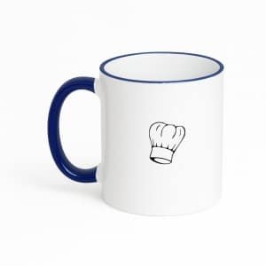Hacebo® - Koken koffiebeker met gekleurde rand donker blauw - Kok - Beste kok - thee mok - koffie beker - Chef - Keuken - Bakken - Cadeau - Accessoires - koffiemok - 330 ML