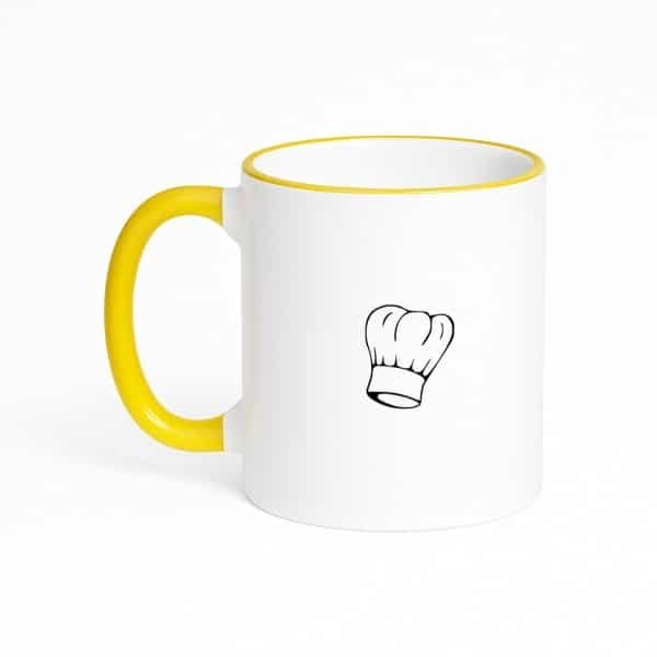Hacebo® - Koken koffiebeker met gekleurde rand geel - Kok - Beste kok - thee mok - koffie beker - Chef - Keuken - Bakken - Cadeau - Accessoires - koffiemok - 330 ML