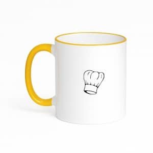 Hacebo® - Koken koffiebeker met gekleurde rand goudgeel - Kok - Beste kok - thee mok - koffie beker - Chef - Keuken - Bakken - Cadeau - Accessoires - koffiemok - 330 ML