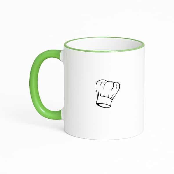Hacebo® - Koken koffiebeker met gekleurde rand groen - Kok - Beste kok - thee mok - koffie beker - Chef - Keuken - Bakken - Cadeau - Accessoires - koffiemok - 330 ML
