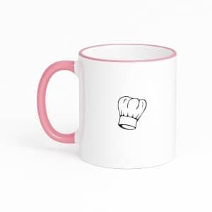 Hacebo® - Koken koffiebeker met gekleurde rand roze - Kok - Beste kok - thee mok - koffie beker - Chef - Keuken - Bakken - Cadeau - Accessoires - koffiemok - 330 ML