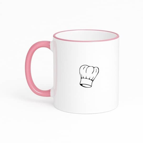 Hacebo® - Koken koffiebeker met gekleurde rand roze - Kok - Beste kok - thee mok - koffie beker - Chef - Keuken - Bakken - Cadeau - Accessoires - koffiemok - 330 ML