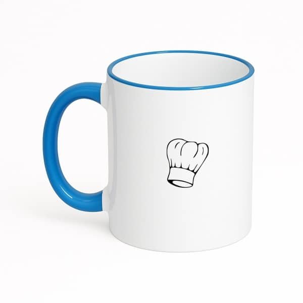 Hacebo® - Koken koffiebeker met gekleurde rand zee blauw - Kok - Beste kok - thee mok - koffie beker - Chef - Keuken - Bakken - Cadeau - Accessoires - koffiemok - 330 ML
